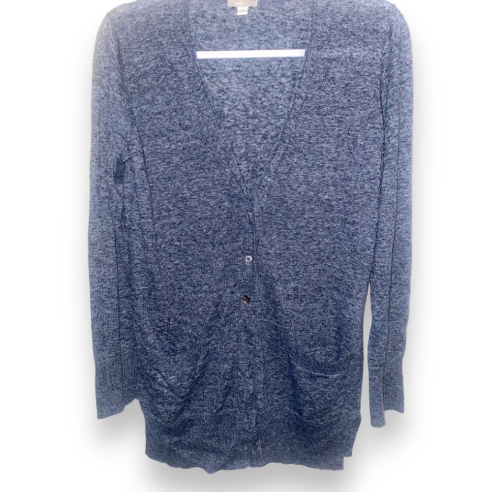 GAP Heather Blue Lightweight Linen Blend Button Up Boyfriend Cardigan Small
